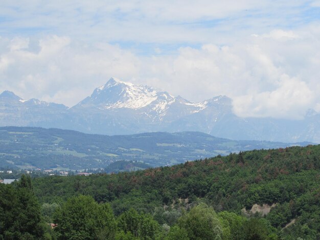 Scenic view of mountains against sky