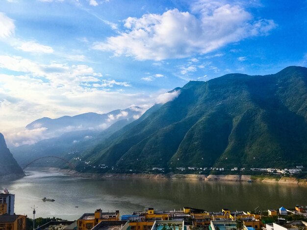 Scenic view of mountains against sky