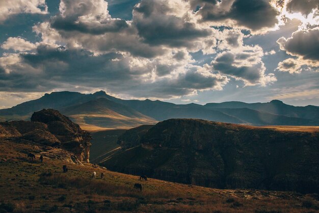 Scenic view of mountains against sky