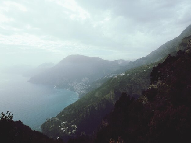 Scenic view of mountains against sky