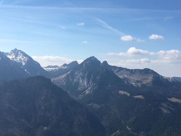 空の背景にある山の景色