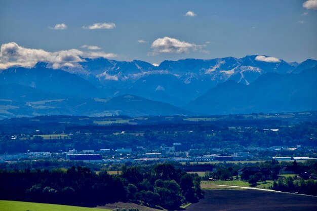 Scenic view of mountains against sky