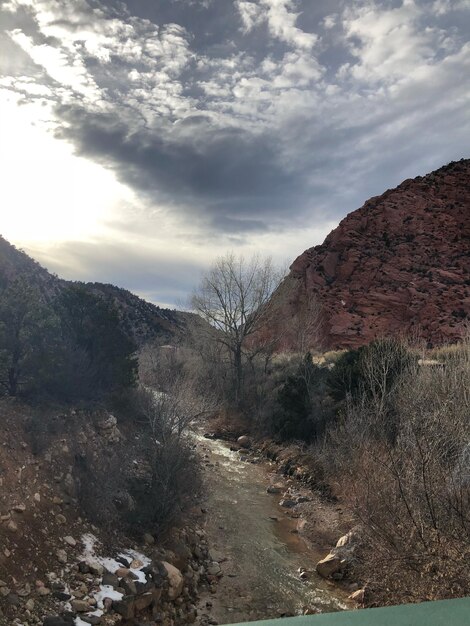 Scenic view of mountains against sky