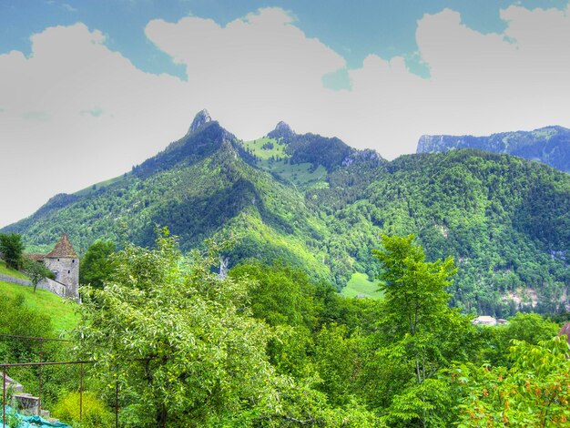 Scenic view of mountains against sky