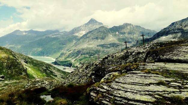 Scenic view of mountains against sky