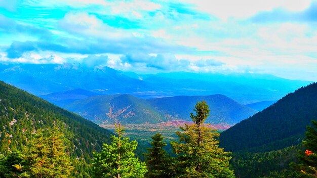 Scenic view of mountains against sky