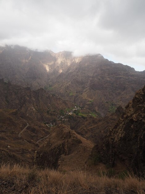 Scenic view of mountains against sky