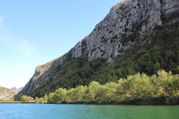 Scenic view of mountains and lake against sky