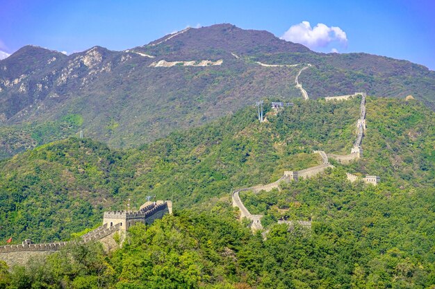 Photo scenic view of mutianyu great wall in beijing