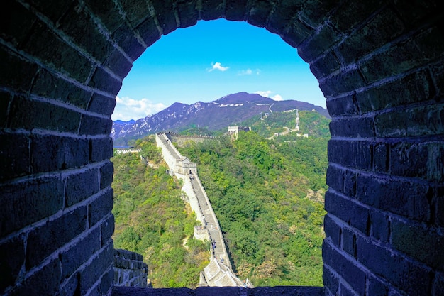 Photo scenic view of mutianyu great wall in beijing