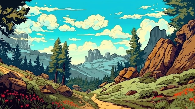 Photo scenic view of the national park fantasy concept illustration painting