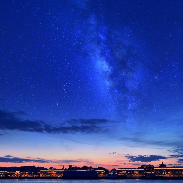 写真 夜の青い空の景色