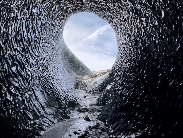 Фото Сценический вид ледниковой пещеры jokulsarlon в исландии