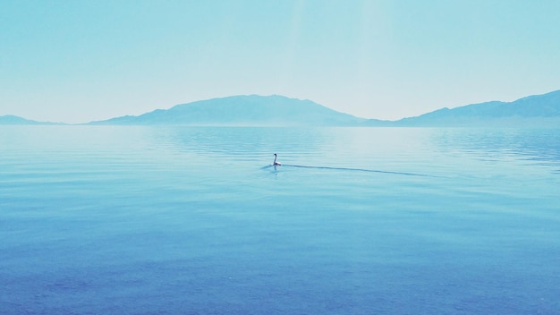 写真 空に照らされた湖の景色