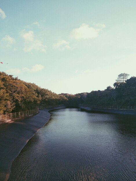 写真 空に照らされた川の景色