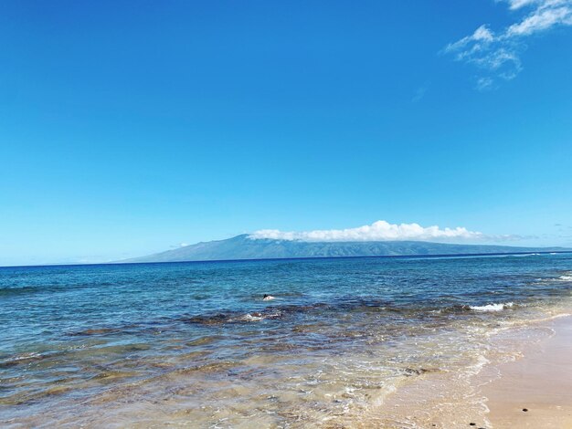 写真 青い空を背景にした海の景色