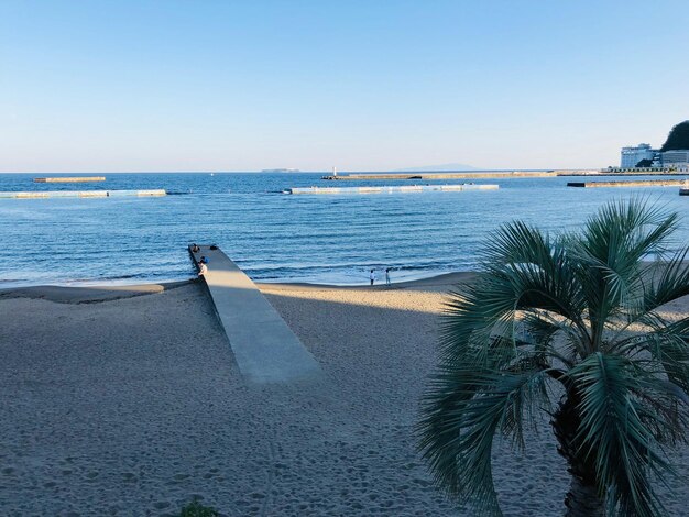 写真 晴れた空を背景に海の景色