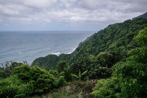 写真 空に照らされた海の景色