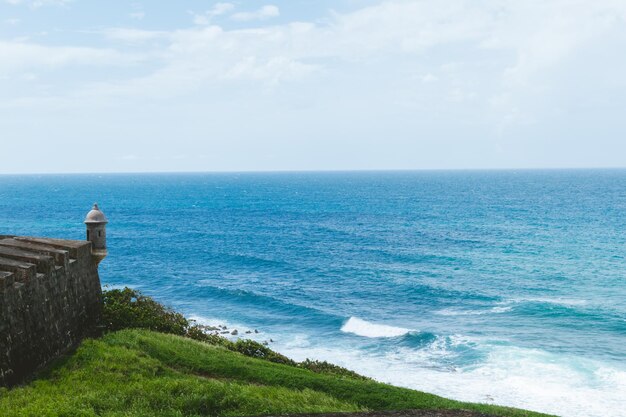 写真 空に照らされた海の景色