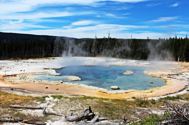 写真 景色から発する蒸気の風景