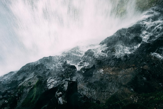 Фото Сценический вид водопада в лесу
