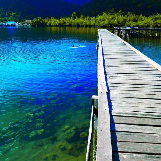 Scenic view of pier on lake