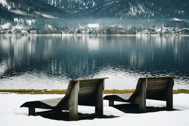 Scenic view of pier over lake