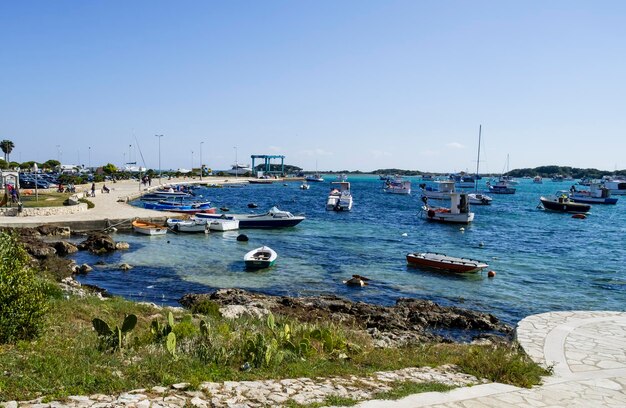 Scenic view of porto cesareo beach against clear sky