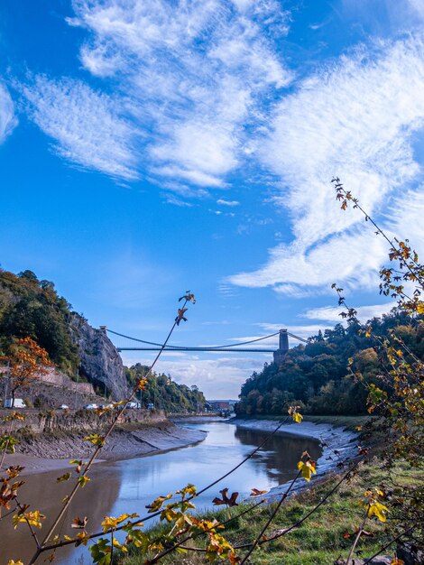 Scenic view of river against blue sky