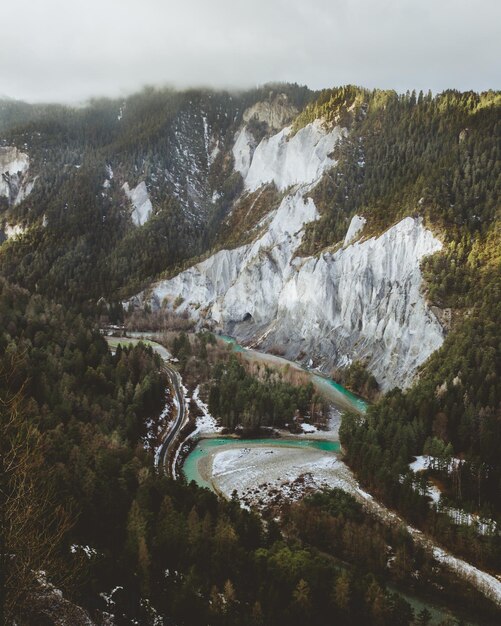 Foto vista panoramica del fiume in mezzo agli alberi contro il cielo