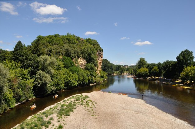 Foto vista panoramica del fiume tra gli alberi della foresta contro il cielo