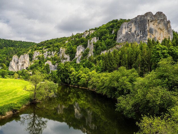 Foto vista panoramica del fiume dagli alberi contro il cielo