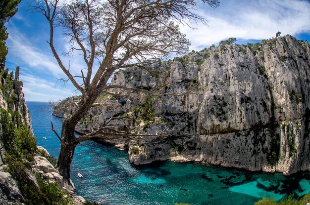 Photo scenic view of river flowing amidst mountains at cassis