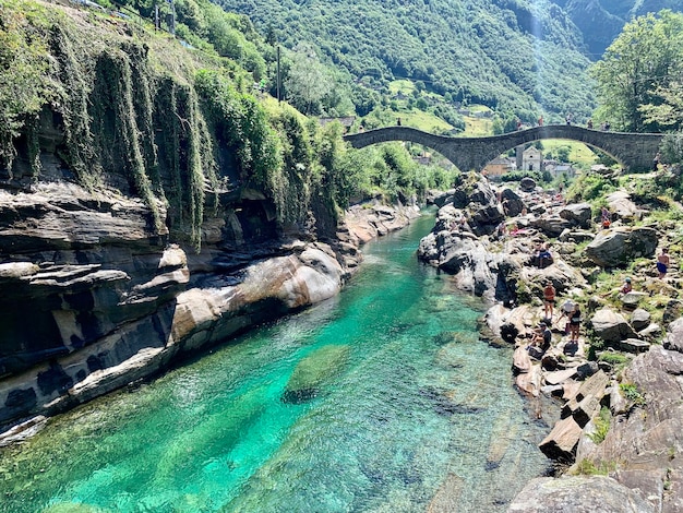 Scenic view of river flowing through rocks