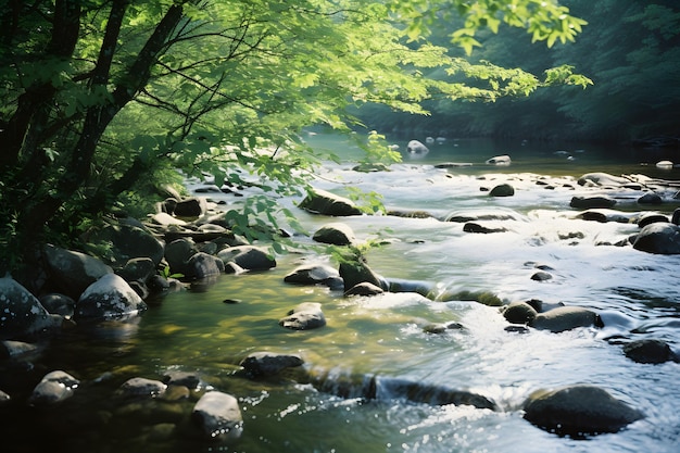 A scenic view of a river or stream symbolizing the flowing of blessings and renewal for the New Year