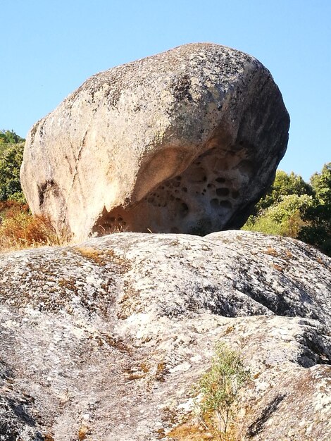 Scenic view of rock formation against clear sky