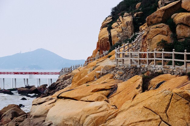 Scenic view of rock formation against sky