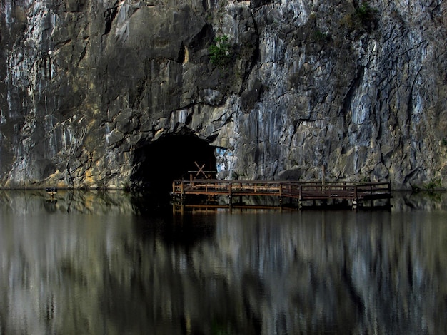 Scenic view of rock formation in water