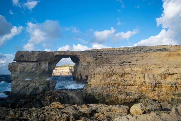 Scenic view of rock formations against sky