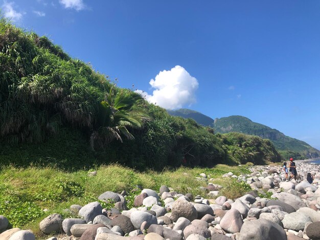 Scenic view of rocks against sky