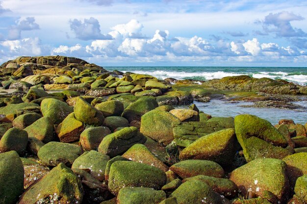 Foto vista panoramica delle rocce sulla spiaggia contro il cielo