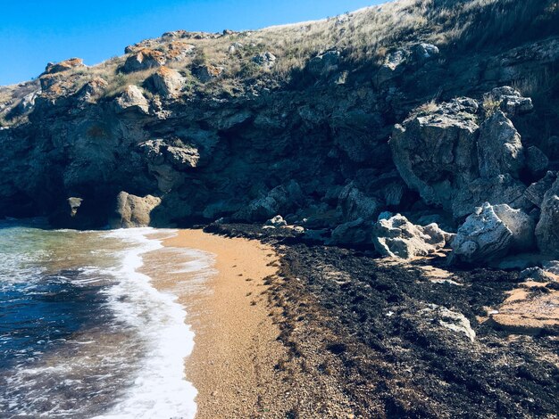 Scenic view of rocky beach