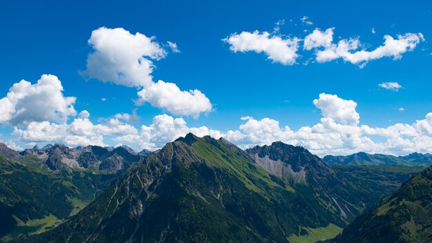 Scenic view of rocky mountains against blue sky