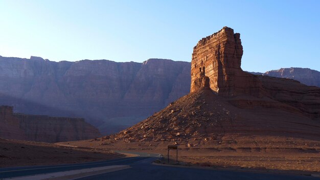 Scenic view of rocky mountains against clear sky