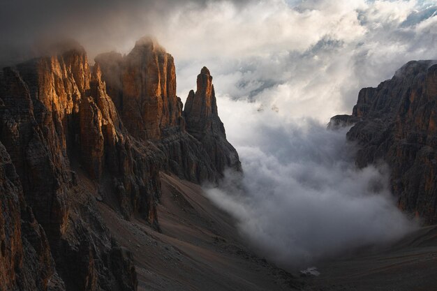 Scenic view of rocky mountains against sky