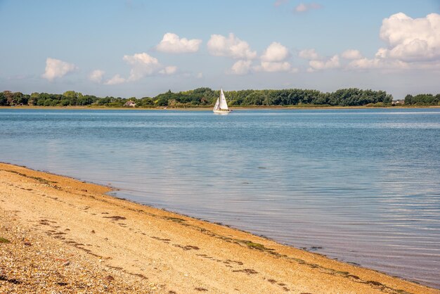 Scenic view of a sailing boat on the sea from thorney island