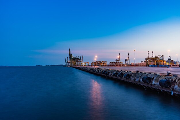 Scenic view of sea against blue sky at night