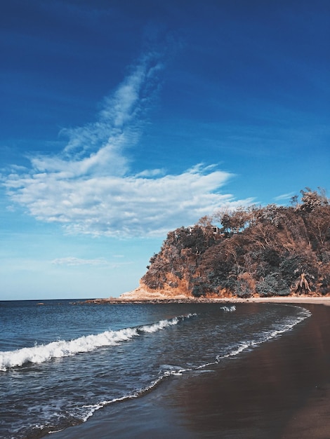 scenic view of sea against blue sky