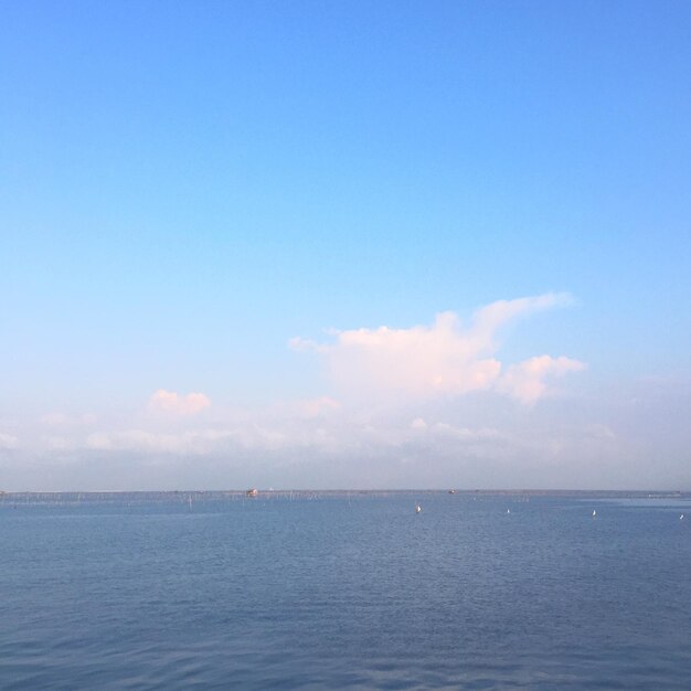 Scenic view of sea against blue sky