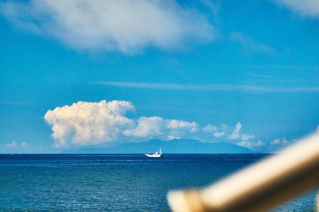 Scenic view of sea against blue sky